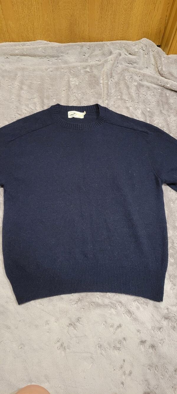 Vintage Winona Knits Sweater Size XXL Navy Blue Made in Minnesota Wool Crewneck